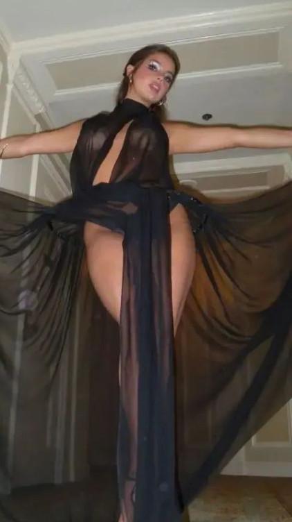 Addison Rae Flaunts Hot Tits In See Through Black Dress  nude photo