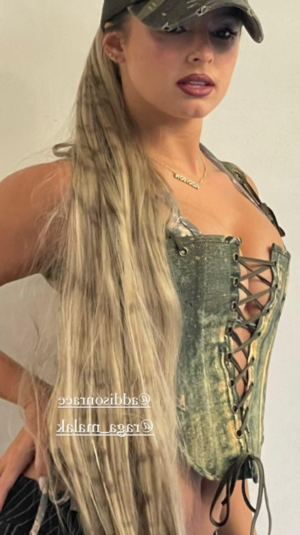 Addison Rae Olive Green Corset  nude photo