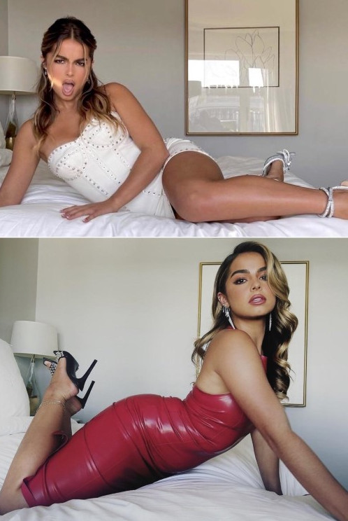 Addison Rae Posing On A Bed  nude photo