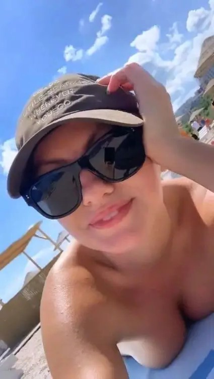 Alexandra Stan Topless Sexy Boobs At Beach  nude photo