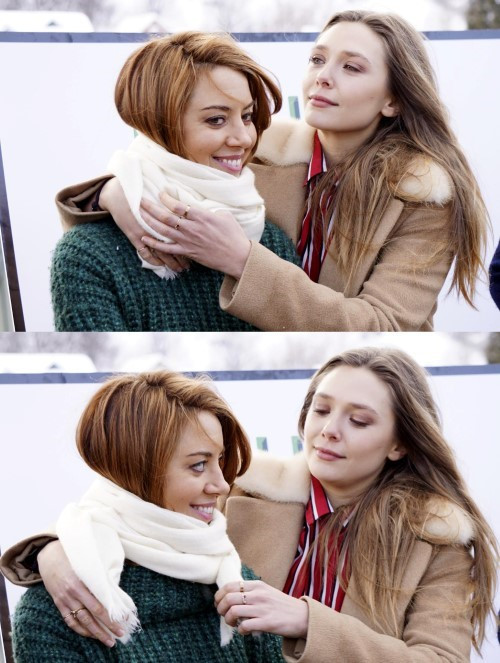Aubrey Plaza And Elizabeth Olsen Keeping Themselves Warm  nude photo