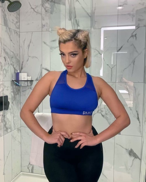 Bebe Rexha Blue Sports Bra  nude photo