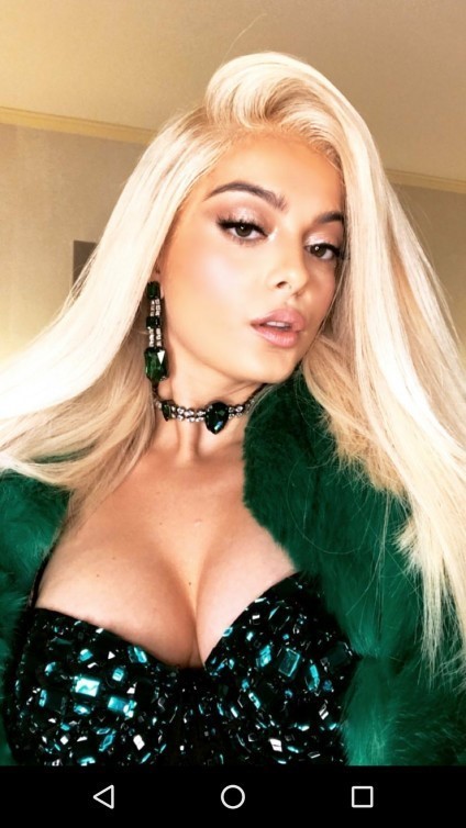 Bebe Rexha Green Outfit Cleavage  nude photo