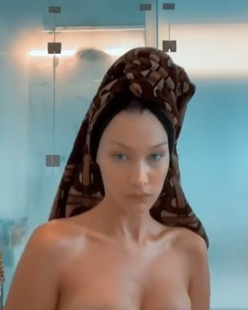 Bella Hadid Topless After Shower  nude photo