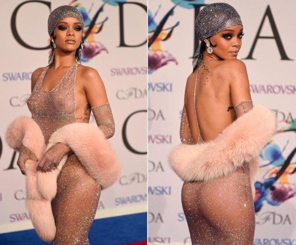 Cfda Awards Rihanna Dress See Through  nude photo