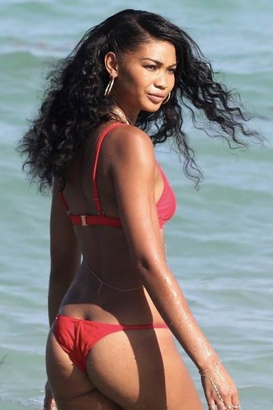 Chanel Iman Red Cheeky Tonga Bikini  nude photo