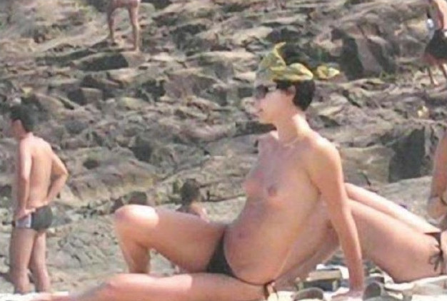 Charlize Theron Topless Beach  nude photo