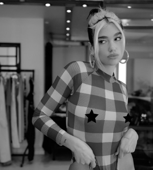 Dua Lipa Plaid Bodysuit  nude photo
