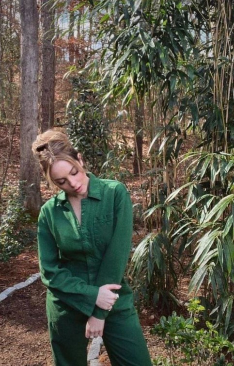 Elizabeth Gillies In Green Out In Nature 3  nude photo