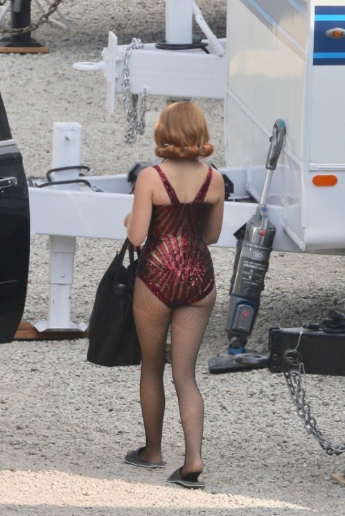 Elizabeth Olsen Shows Off Her Cheeks In Fishnet  nude photo