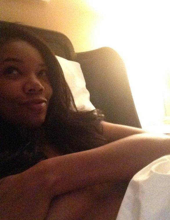 Gabrielle Union Cover Boobs Topless In Bed  nude photo