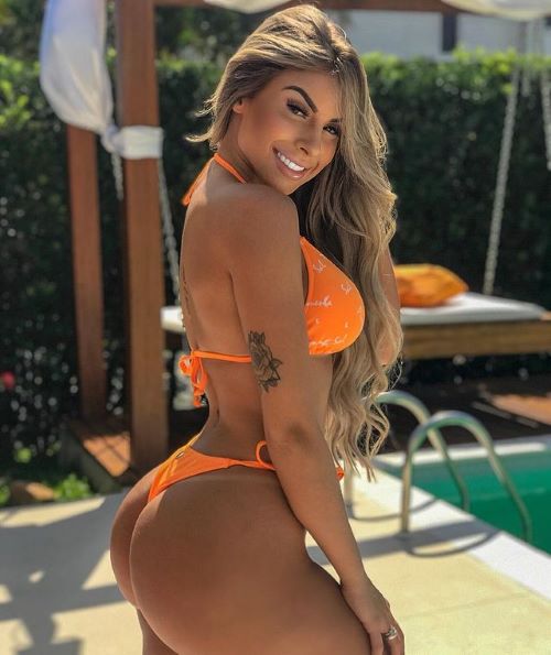 Hot Model Leticia Longati Sexy Butt In Orange Bikini  nude photo