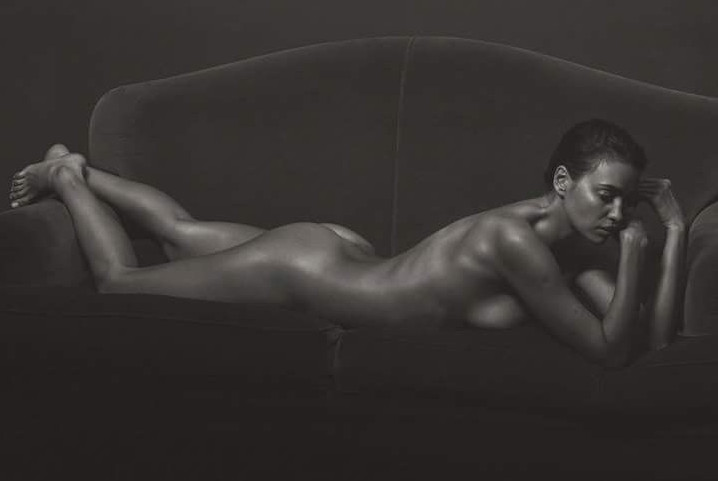 Irina Shayk Nude Completely Posing Black And White Photo  nude photo