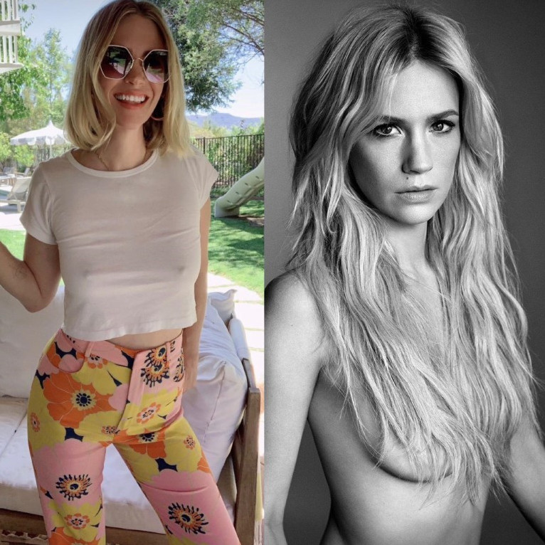 January Jones Braless Actress  nude photo