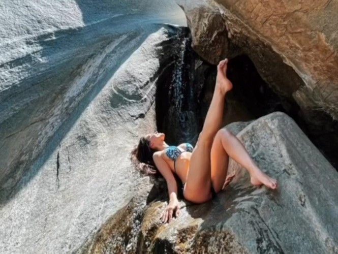 Jessica Lowndes Laying On Some Rocks  nude photo
