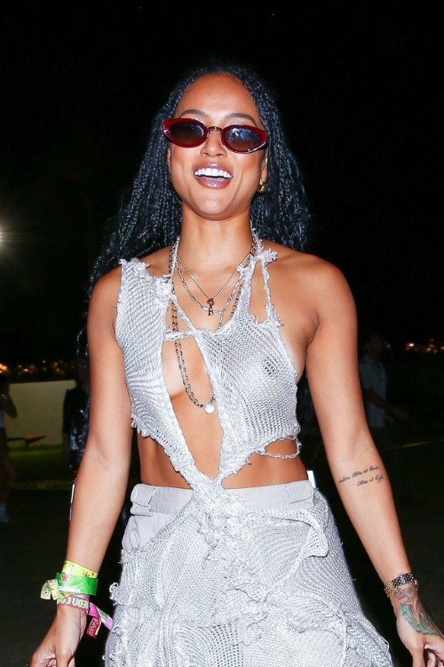 Karrueche Tran Braless Pokies See Through  nude photo