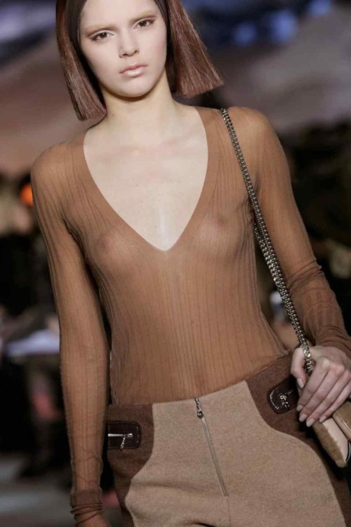 Kendall Jenner Nipples See Through Runway  nude photo