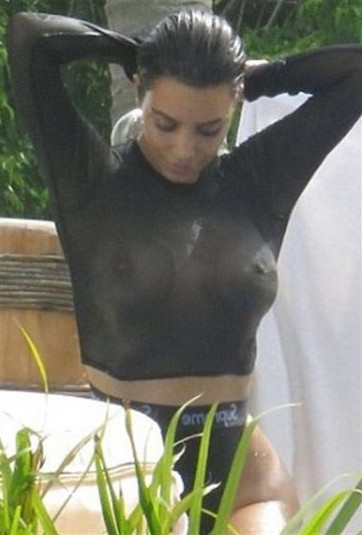 Kim Kardashian Has Her Big Sexy Boobs Exposed In Wet See Through Clothing Photo Leaked  nude photo