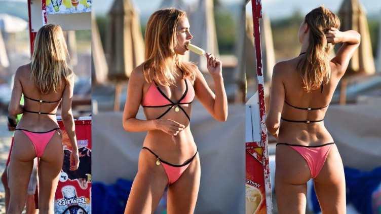 Kimberley Garner Dimples Hot Babe In Pink Bikini  nude photo