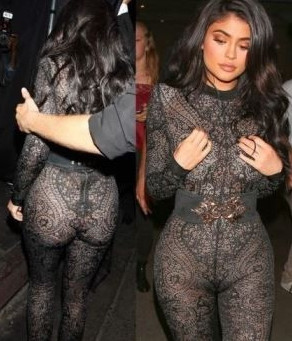 Kylie Jenner Flaunting Her Booty In A Lace Jumpsuit  nude photo