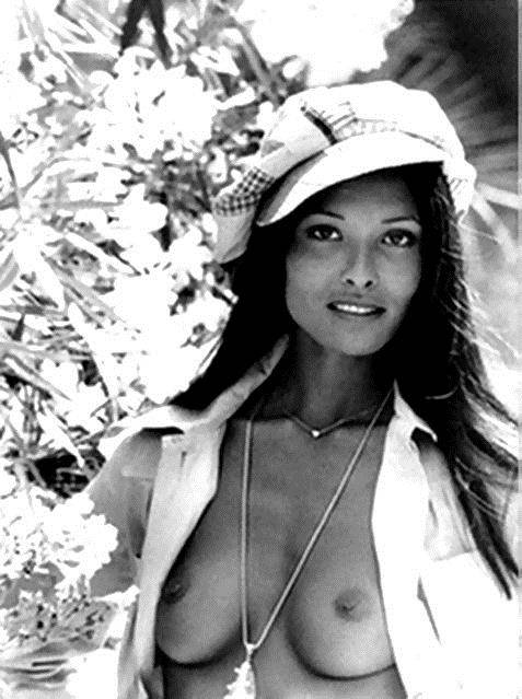 Laura Gemser Topless Black And White  nude photo