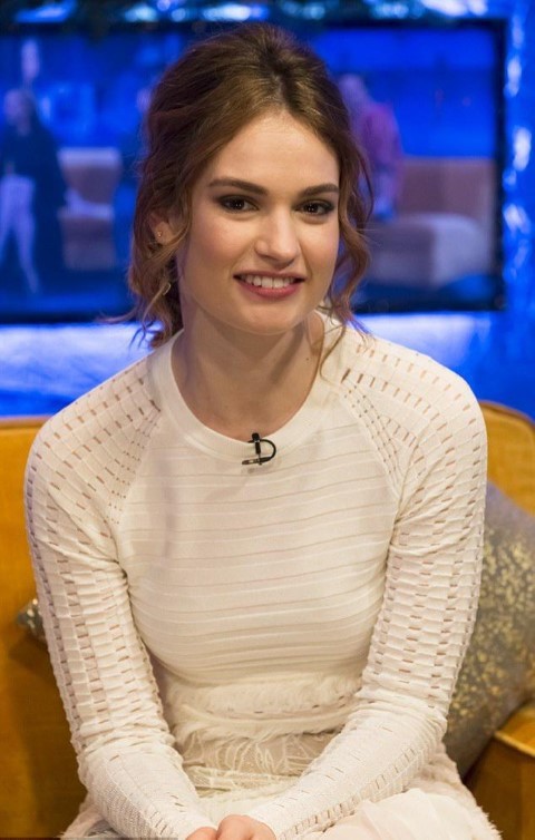 Lily James Cute In White Dress  nude photo
