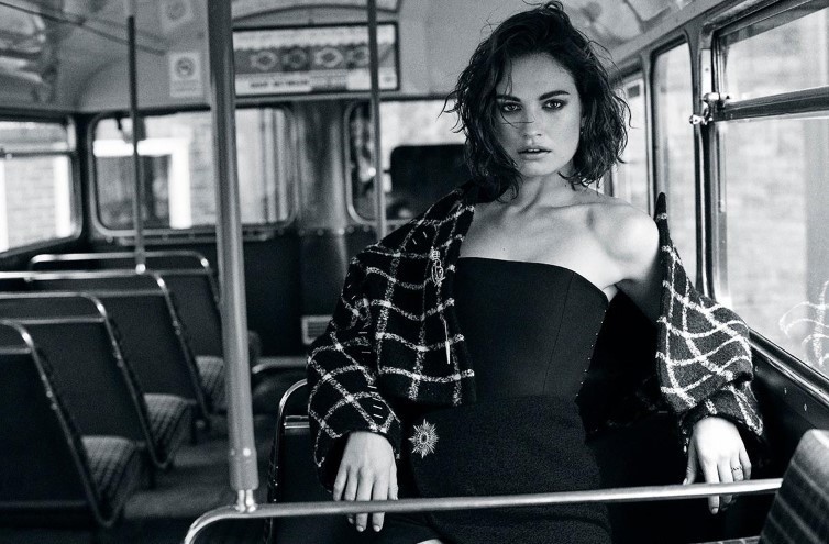 Lily James On The Train  nude photo