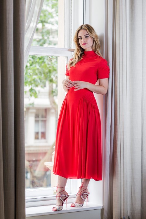 Lily James Red Dress And Beautiful  nude photo