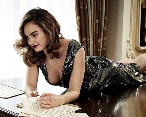 Lily James Showing Cleavage In An Unknown Magazine  nude photo