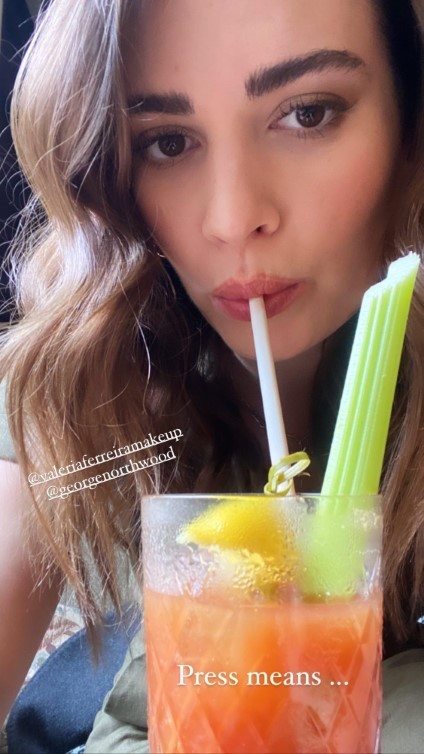 Lily James Slurping Down A Beverage  nude photo