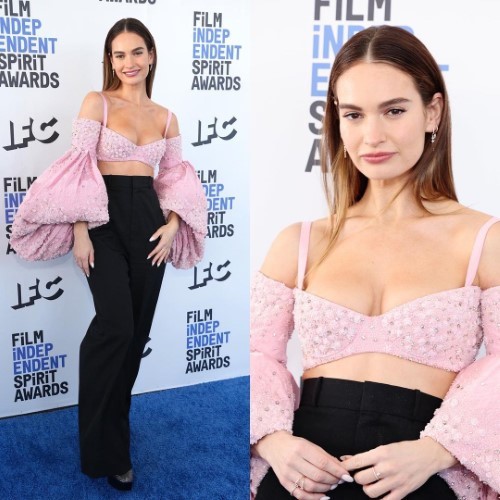 Lily James Spirit Awards March 2022  nude photo