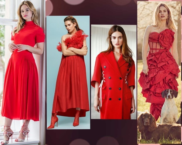 Lily James Wearing Red  nude photo