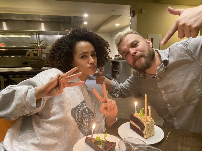 Nathalie Emmanuel Birthday Cake With Pilou Asbæk (A Year Ago)  nude photo