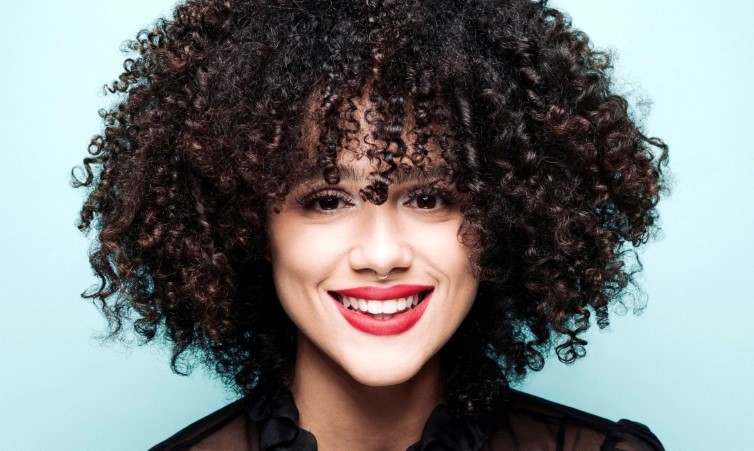 Nathalie Emmanuel Curly Hair And Red Lips  nude photo