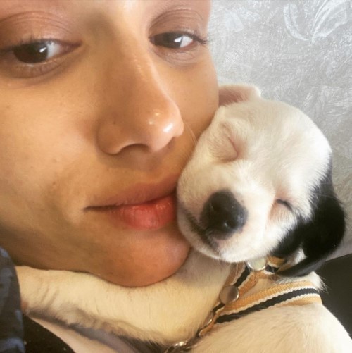 Nathalie Emmanuel Puppy Snuggles  nude photo