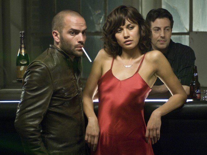 Olga Kurylenko Red Dress In Bar  nude photo