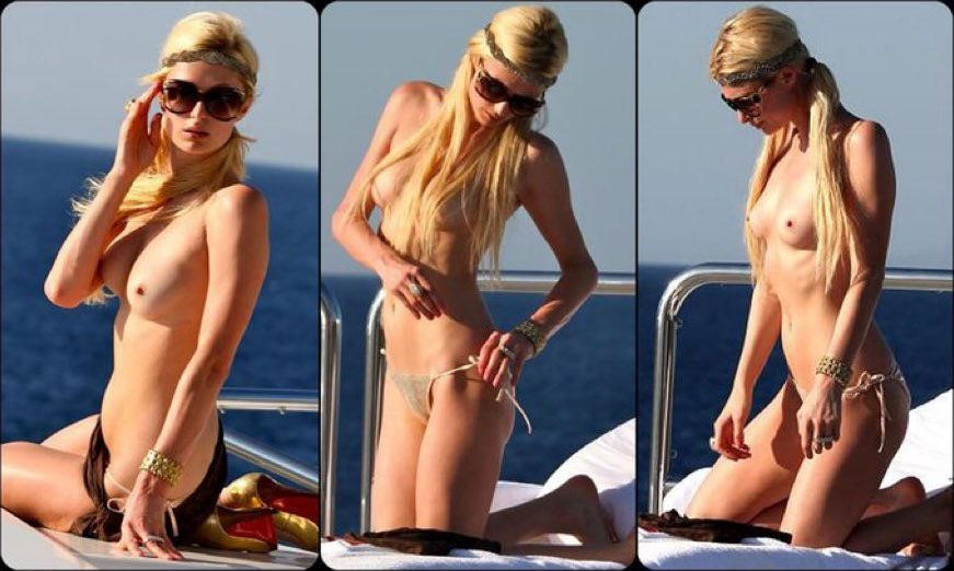 Paris Hilton Nude Topless On Boat nude photo