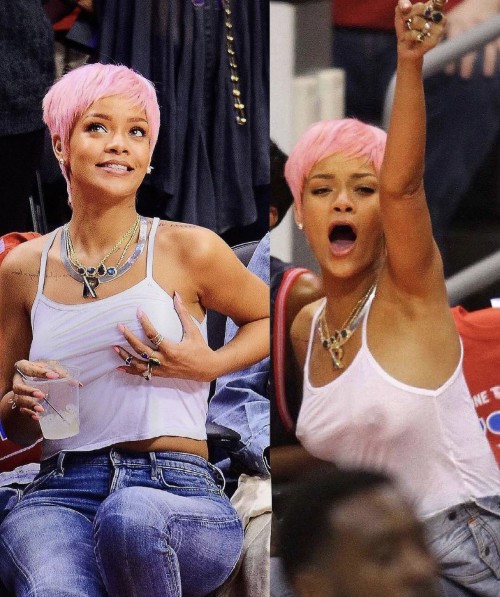 Rihanna Braless See Through Hot Boobs  nude photo