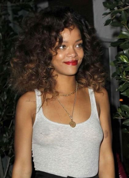 Rihanna See Through Tank Top  nude photo
