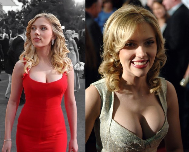 Scarlett Johansson Two Legendary Red Carpet Dresses Left Or Right  nude photo