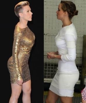 Scarlett Johansson Vs Jennifer Lawrence Side Profile In A Tight Dress  nude photo