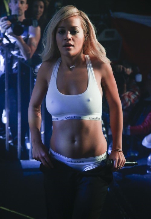 Sexy Rita Ora Nipples See Through Shirt Tits  nude photo