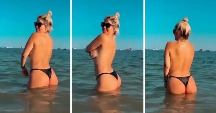 Wanda Nara Icardi Naked Topless Sexy Ass On Beach  nude photo