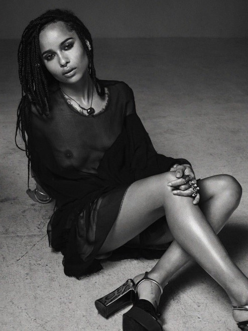 Zoe Kravitz Naked Topless See Through Dress  nude photo