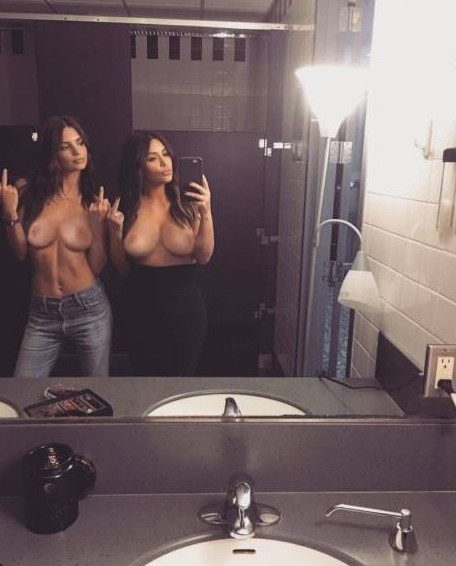 Emily Ratajkowski And Kim Kardashian Topless Leaked  nude photo