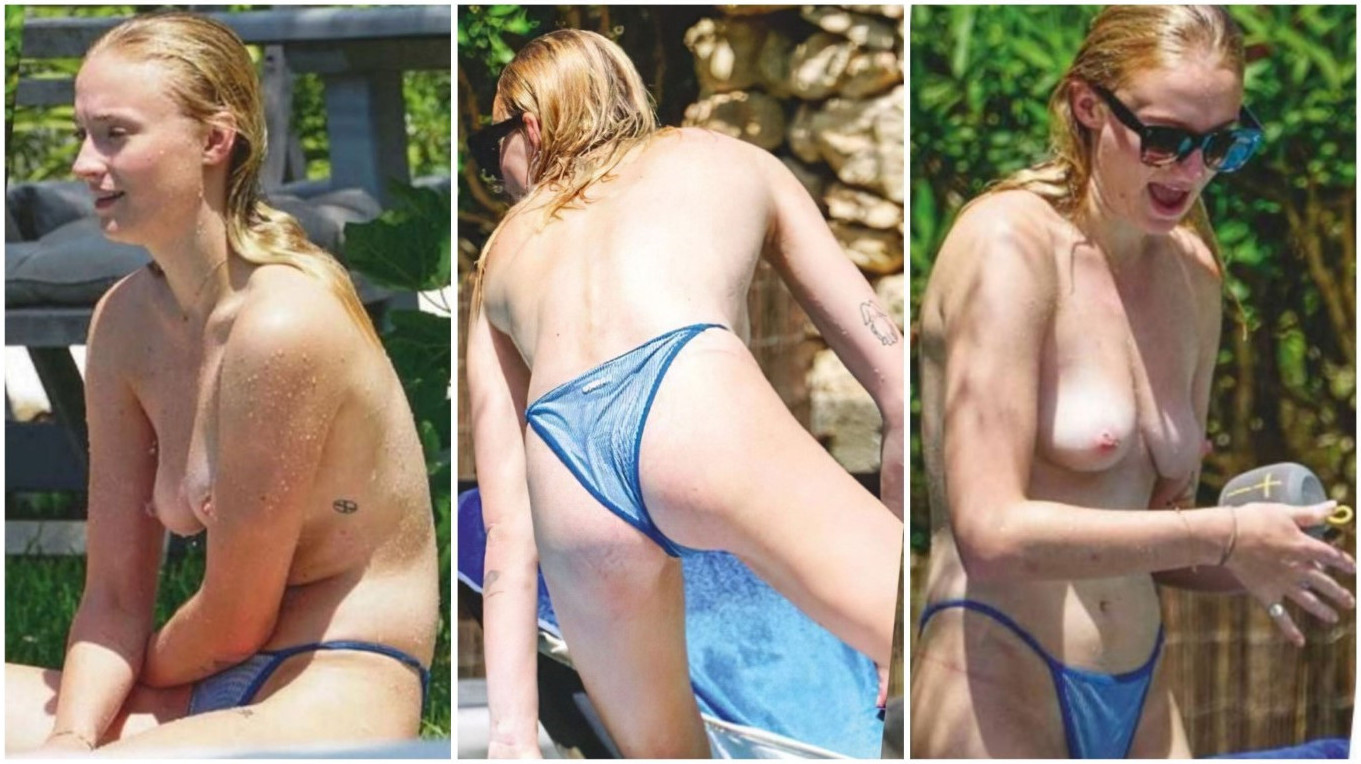 Sophie Turner Naked Tits Sexy Topless Paparazzi  nude photo