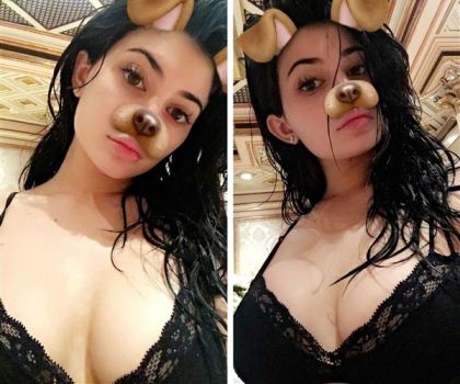 Kylie Jenner Black Lace Bra Selfies  nude photo