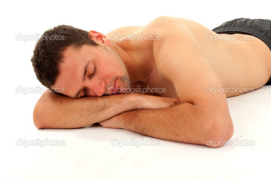 Man Sleeping On Floor  nude photo