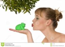 Naked Woman Kissing Frog  nude photo